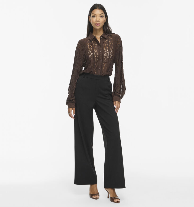 Vila Silano Collar Donkerbruin Hemd met Kant voor dames (379742)