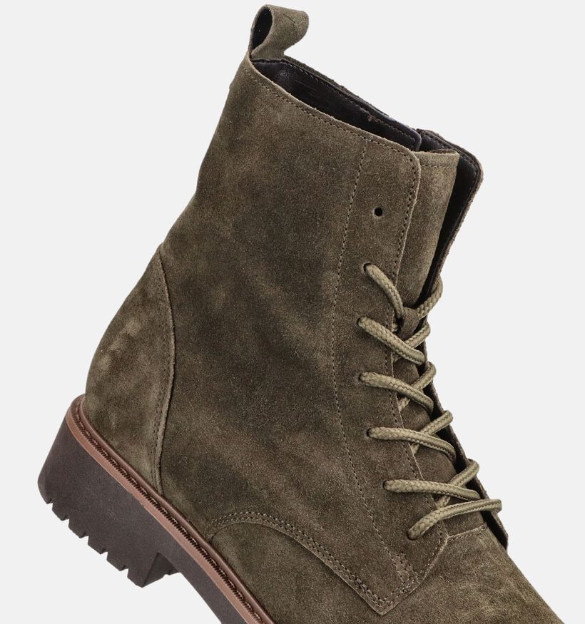 Gabor Comfort Kakigroene Boots met Veters en Rits voor dames (380069) - geschikt voor steunzolen