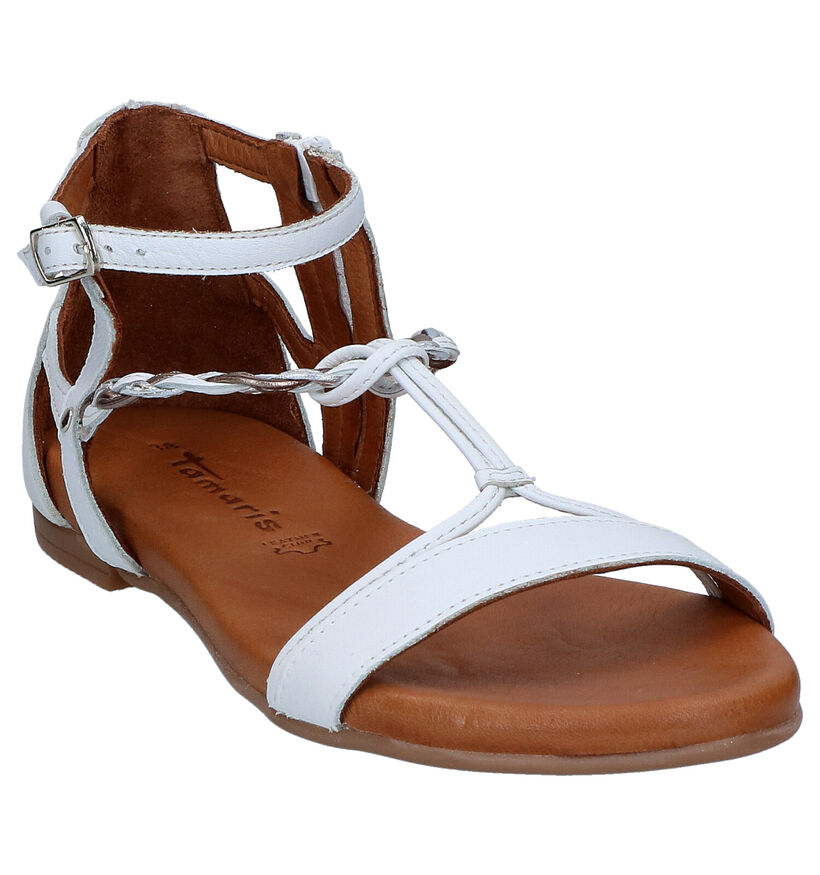 Tamaris Sandales plates en Blanc en cuir (270223)