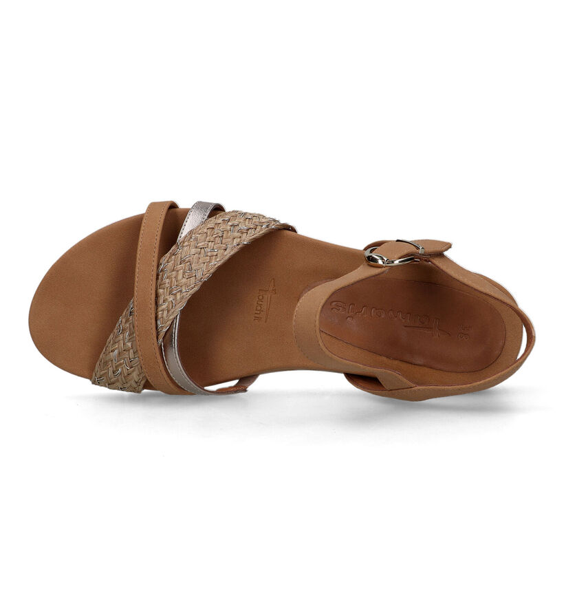 Tamaris Sandales plates en Camel en simili cuir (322275)