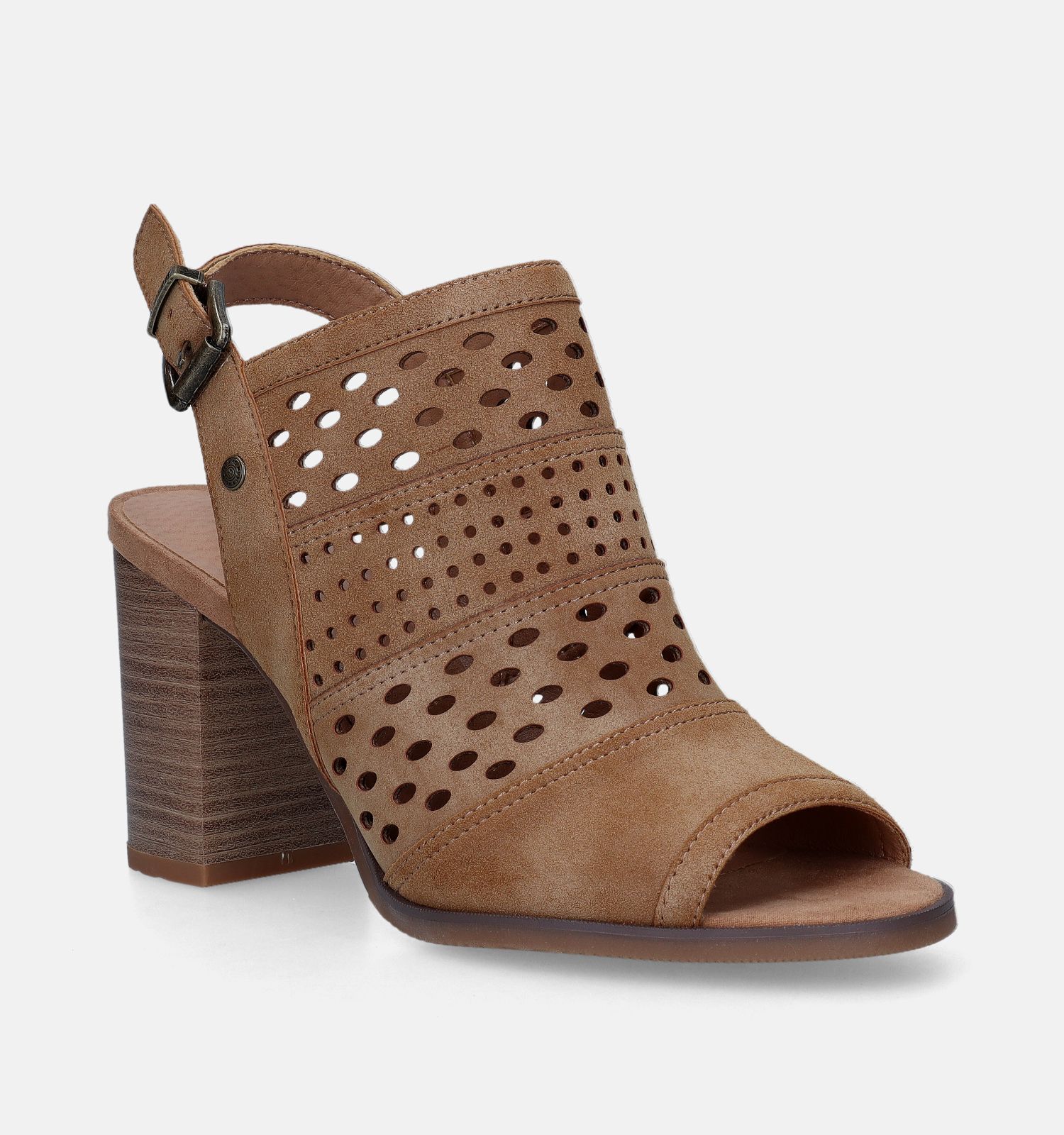 Mustang Bruine Sandalen Met Hak Dames Sandalen Online op TORFS.BE