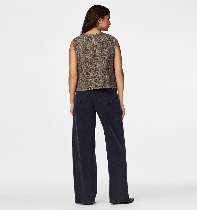 Pieces Salume Denim Mini Leo Bruine Top voor dames (372379)