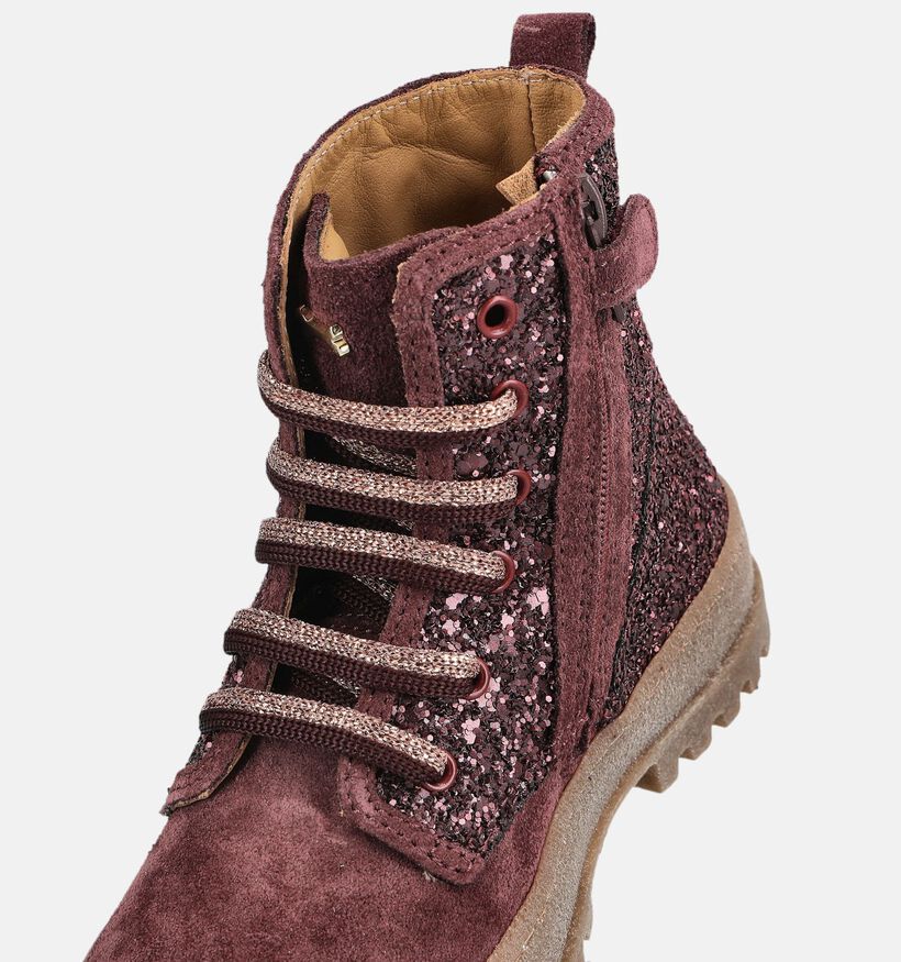 STONES and BONES Blesa Boots &agrave; lacets en Bordeaux pour filles (378225) - pour semelles orthop&eacute;diques