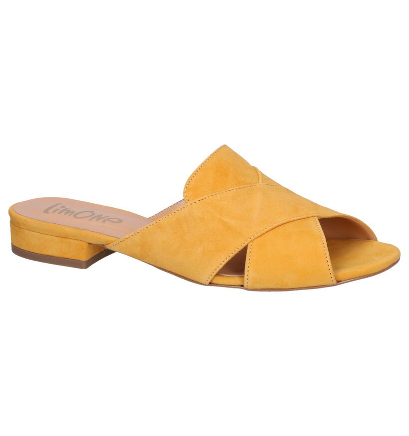 Via Limone Nu-pieds à talons en Jaune ocre en daim (247483)