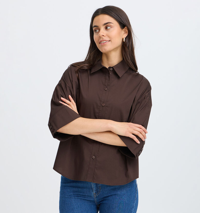 Fransa Cleo Donkerbruine Hemd voor dames (379937)