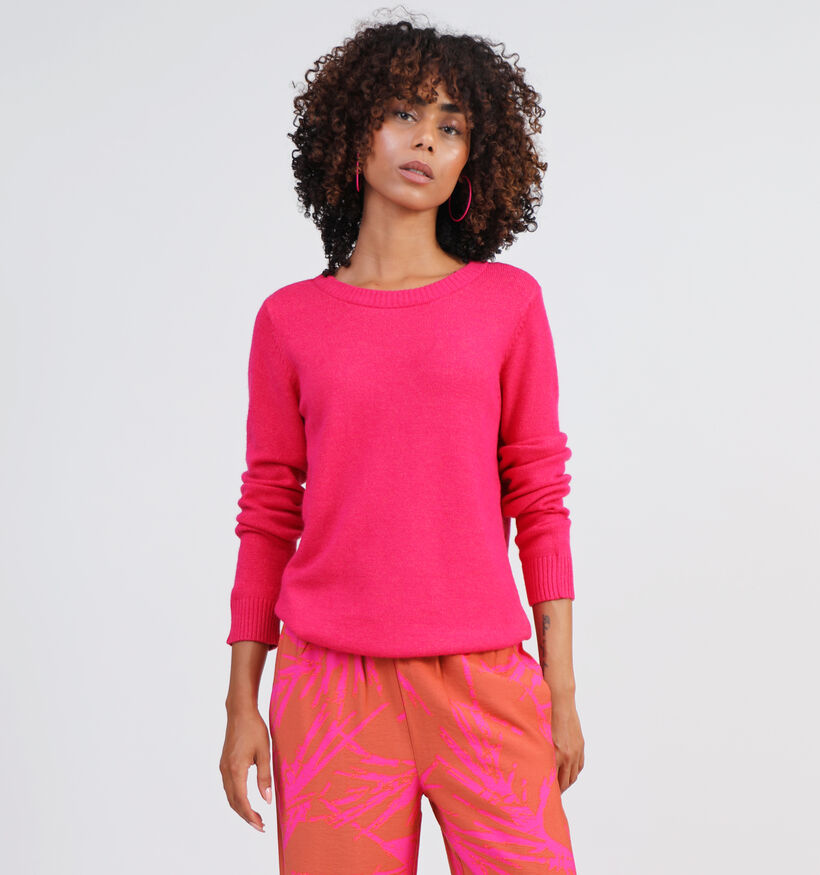 Vila Ril Pull en tricot en Fuchsia pour femmes (328851)