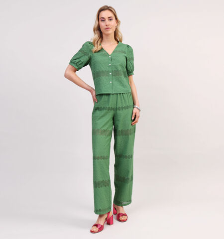 Wijde broek groen L32