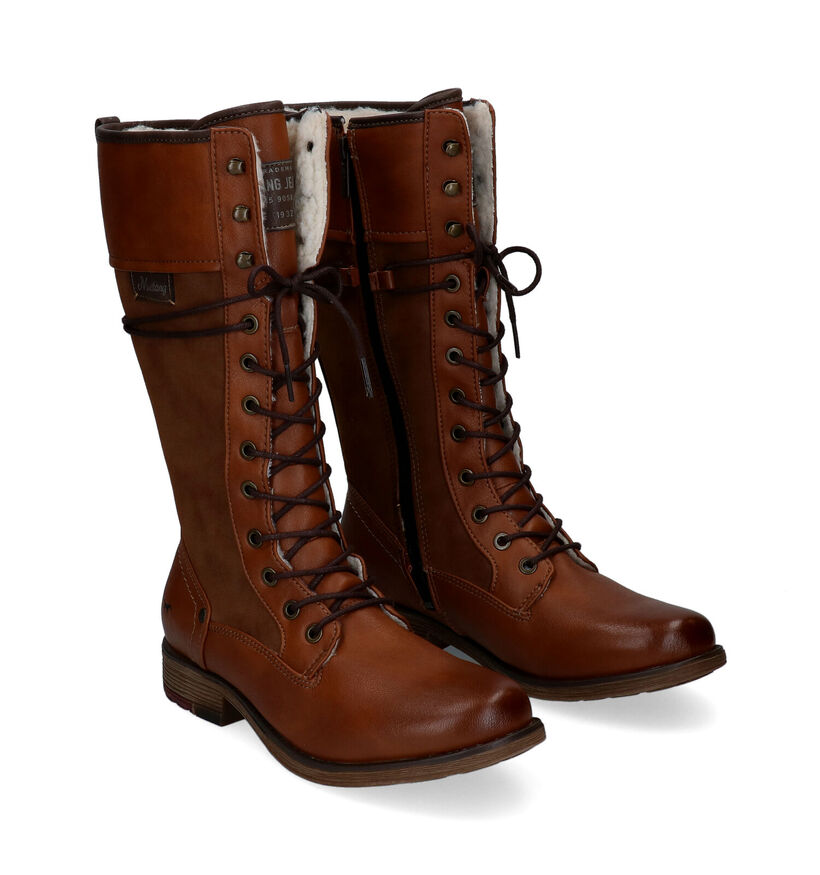 Mustang Bottes à lacets en Cognac en simili cuir (298098)
