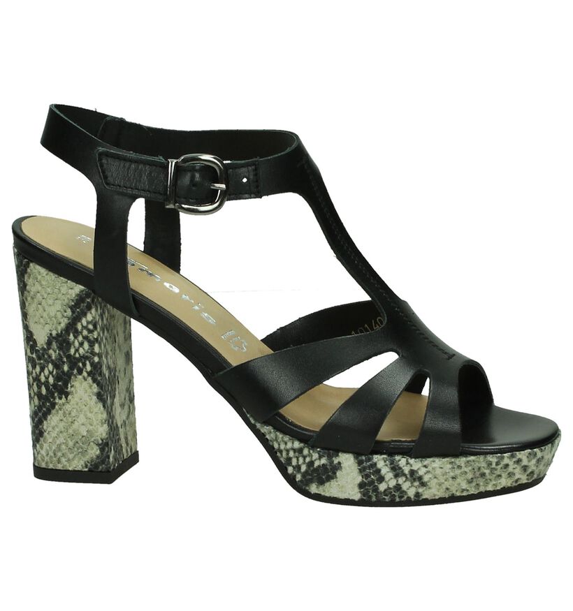 Zwarte Sandalen Tamaris met Slangenprint, , pdp