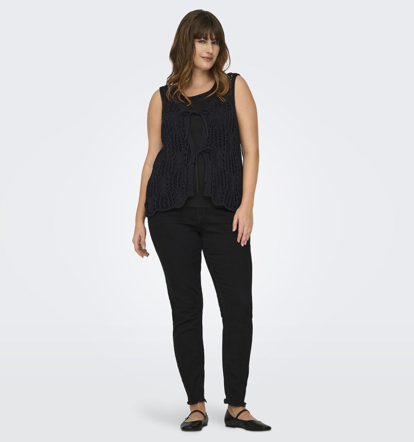 ONLY Carmakoma Lizzy Crochet Zwarte Korte Gilet voor dames (358231)