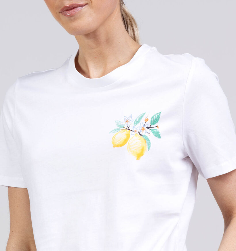 Pieces Brianna Bright White Citrus Witte T-shirt voor dames (369199)
