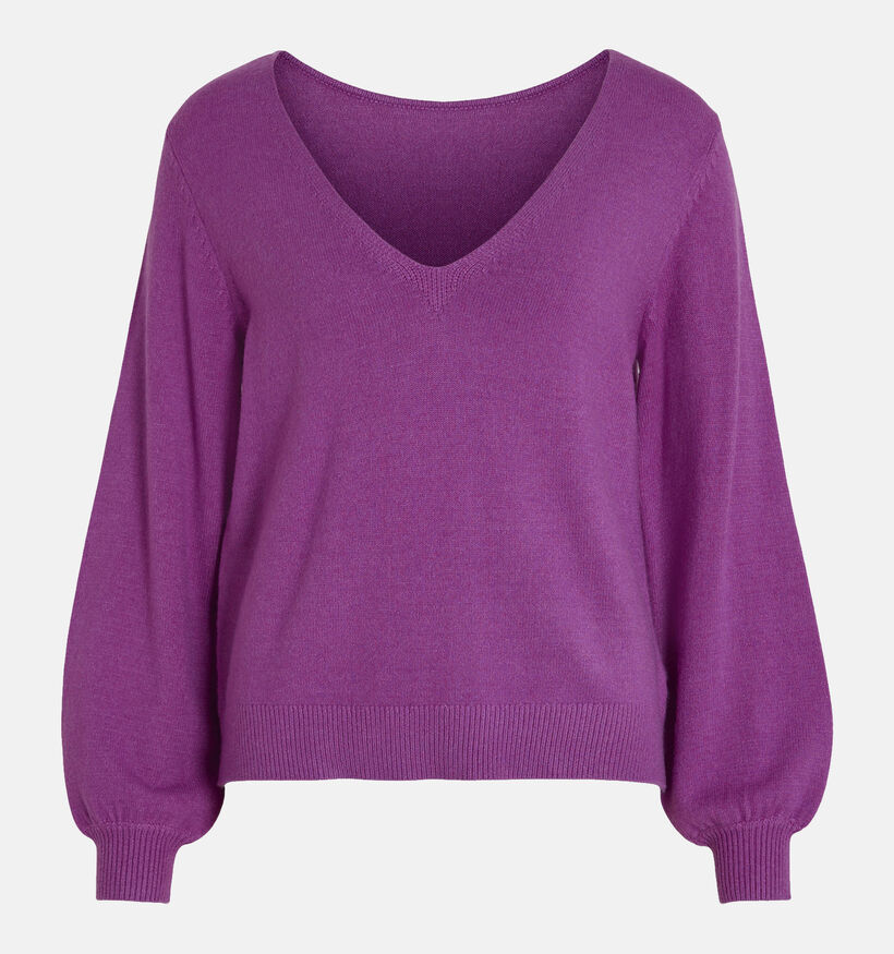 Vila Ril Pull coll en V en Mauve pour femmes (335451)