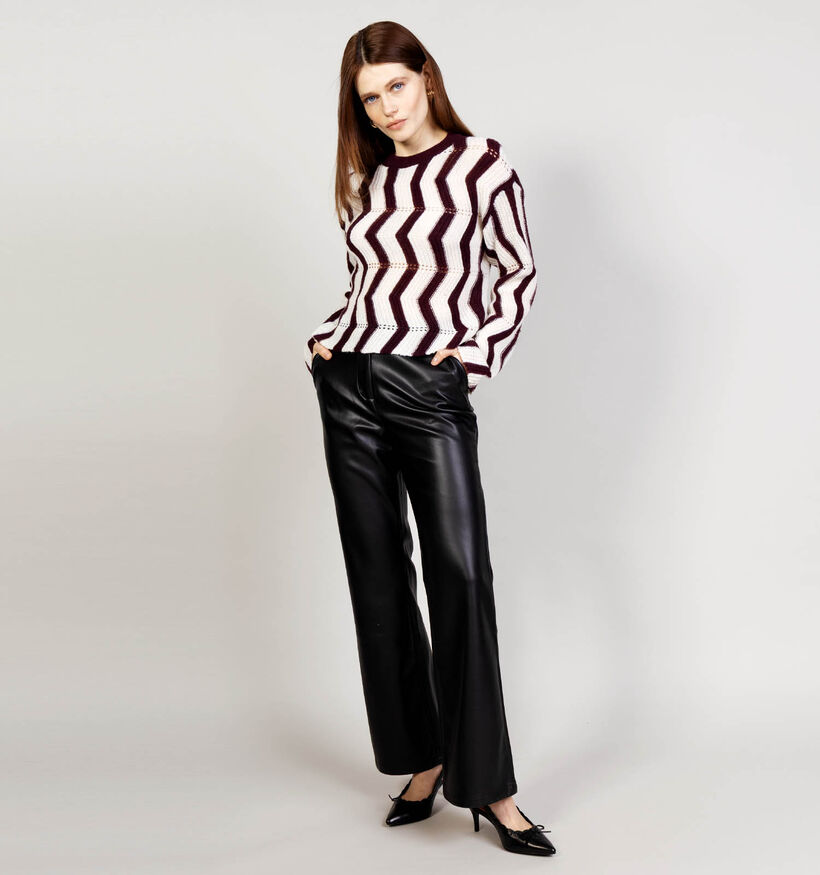 Vero Moda Libra Pull Chevron en Bordeaux/Beige pour femmes (366125)