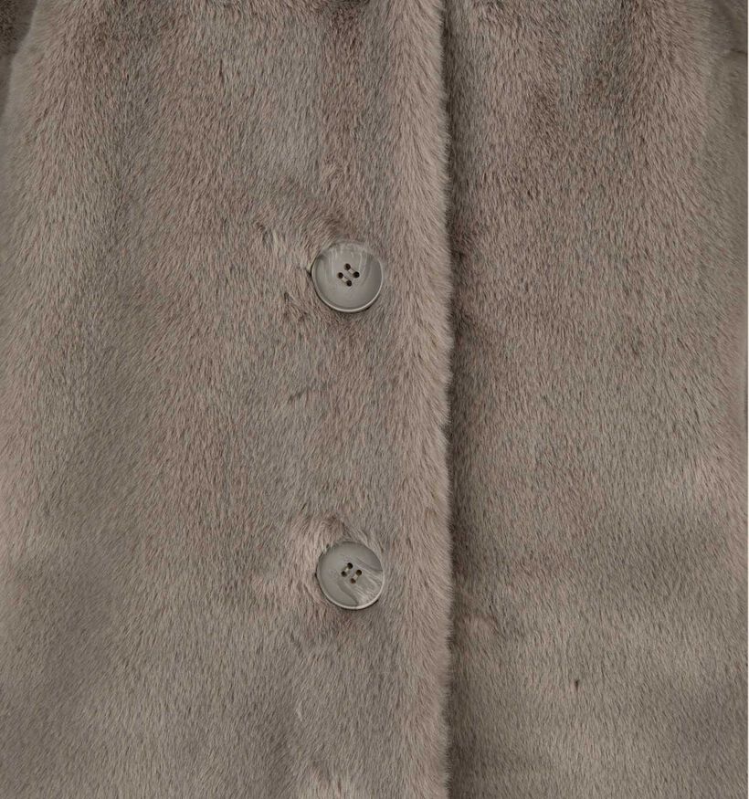 Barbara Lebek Taupe Lange Jas Fluffy voor dames (380692)