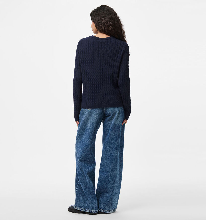 Pieces Fia Cable Knit Pull en Bleu pour femmes (361157)