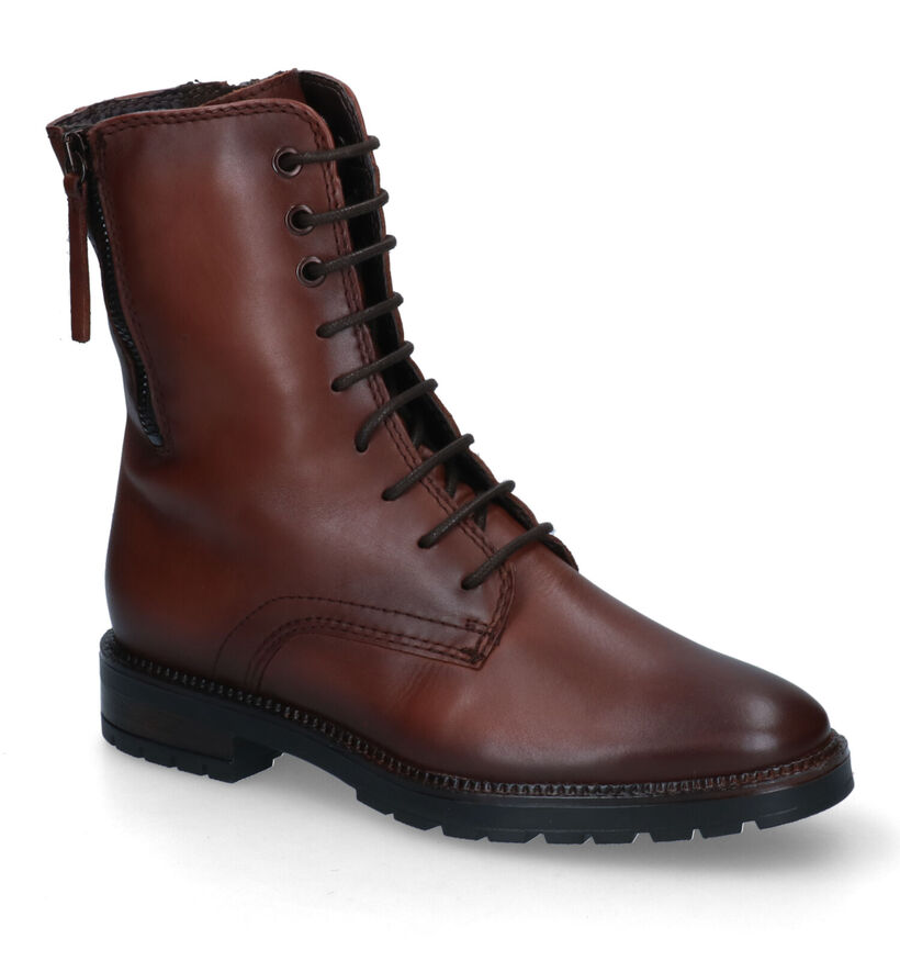 Tamaris Boots à lacets en Brun foncé en cuir (315413)