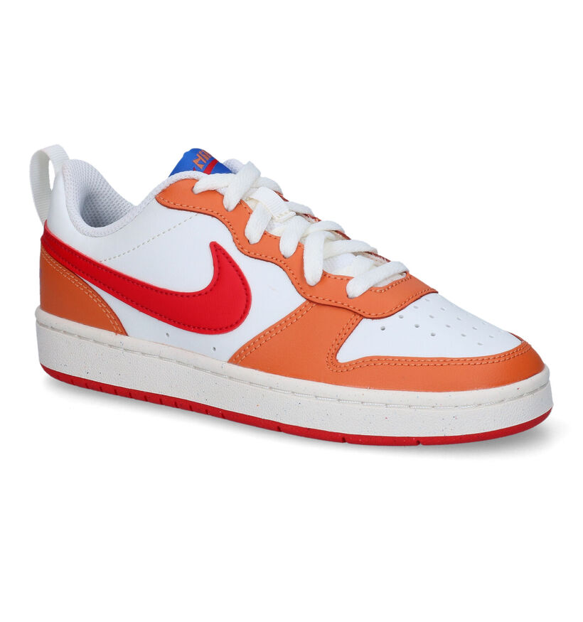 Nike Court Borough Baskets en Orange en cuir (312205)