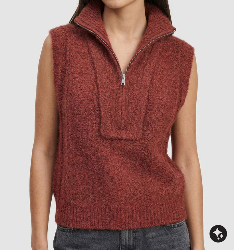 Vila Gleeba Half Zip Knit Bordeaux Mouwloze Trui voor dames (379741)