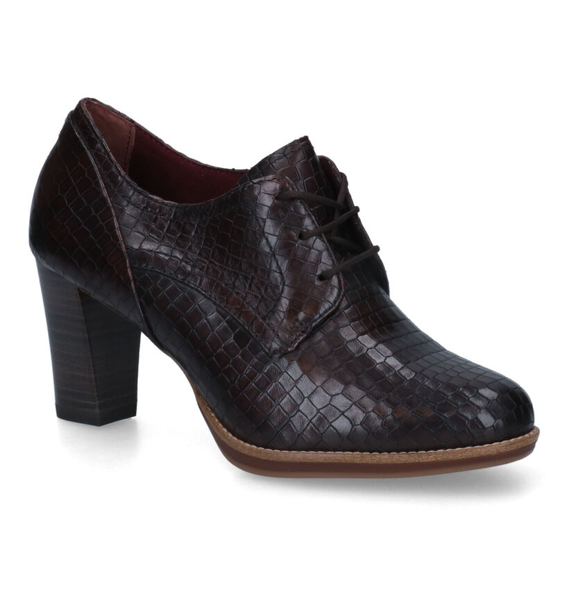 Tamaris Cognac Veterpumps in leer (315384)