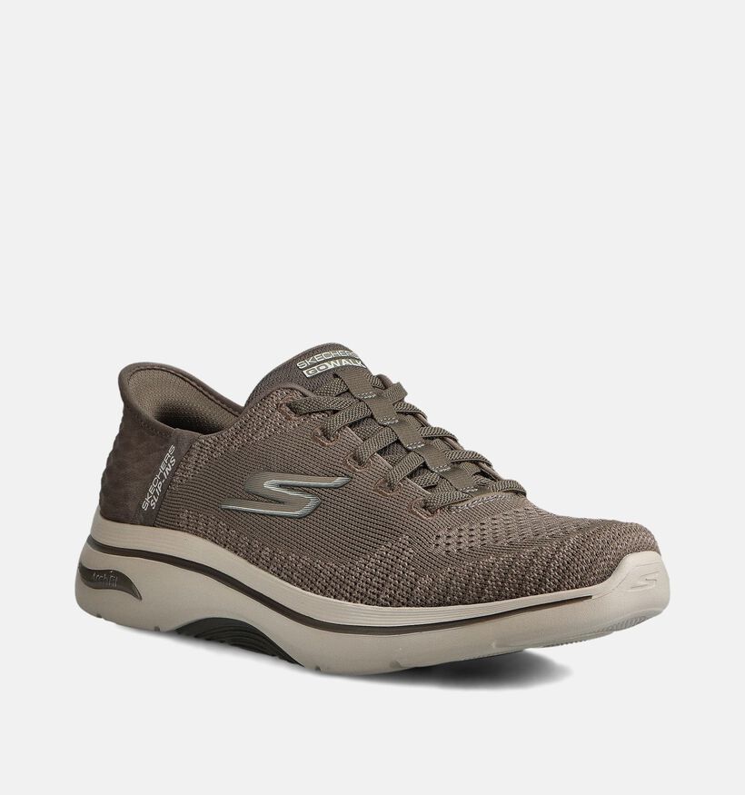 Skechers Go Walk Arch Fit Baskets en Taupe pour hommes (366487) - pour semelles orthopédiques