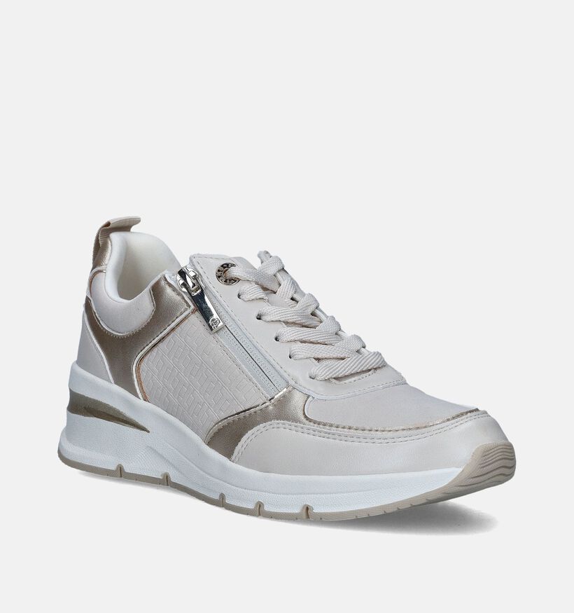 Tamaris Ecru Sneakers met sleehak voor dames (351515) - geschikt voor steunzolen