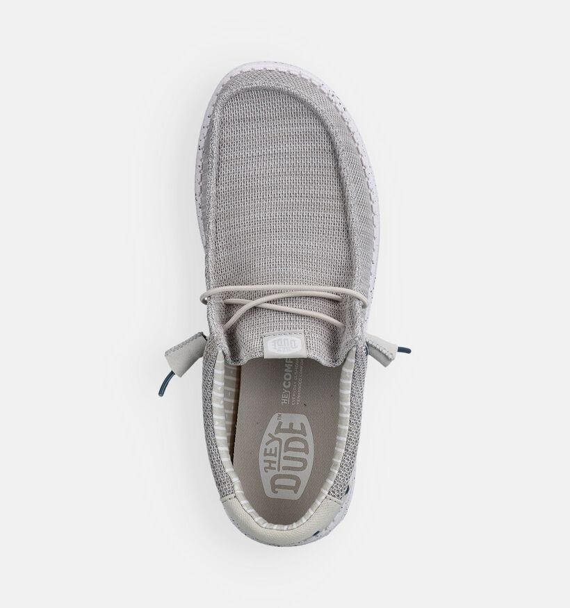 HEYDUDE Wally Stretch Sox Chaussures &agrave; enfiler en Gris pour hommes (370087) - pour semelles orthop&eacute;diques