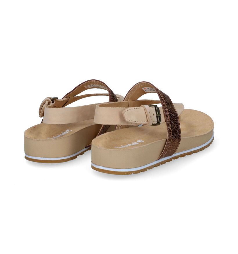 Timberland Malibu Waves Thong Sandales en Beige en cuir (303758)