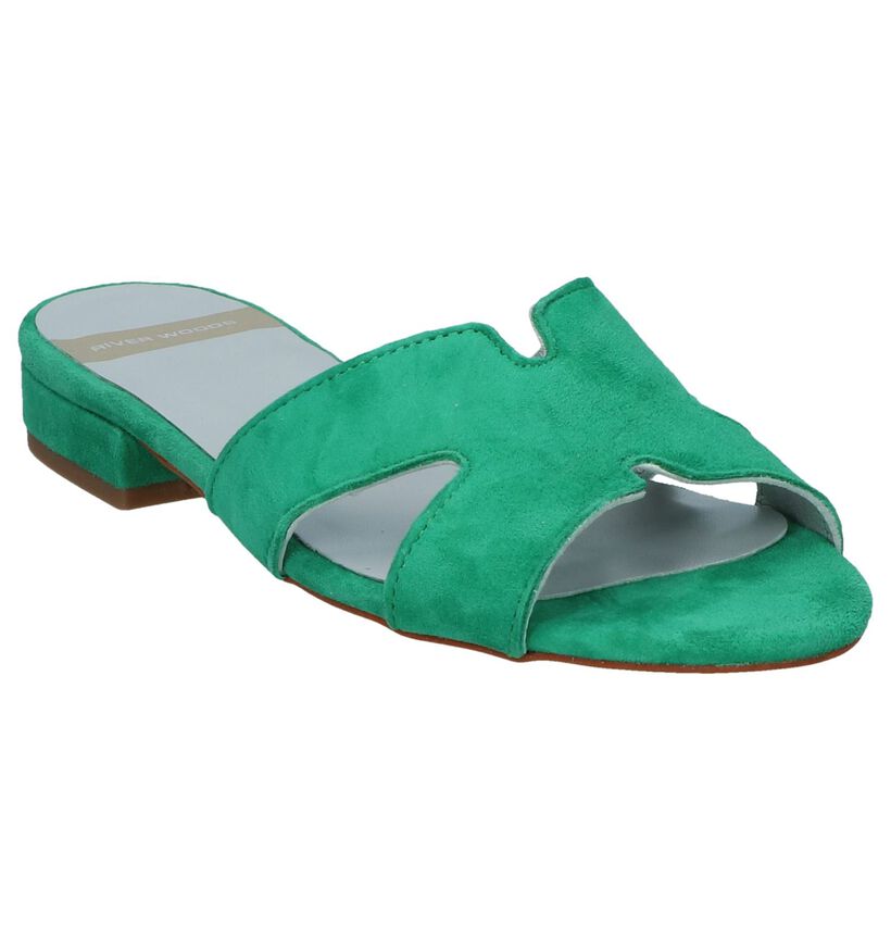 Groene Slippers River Woods Pappi in daim (253169)