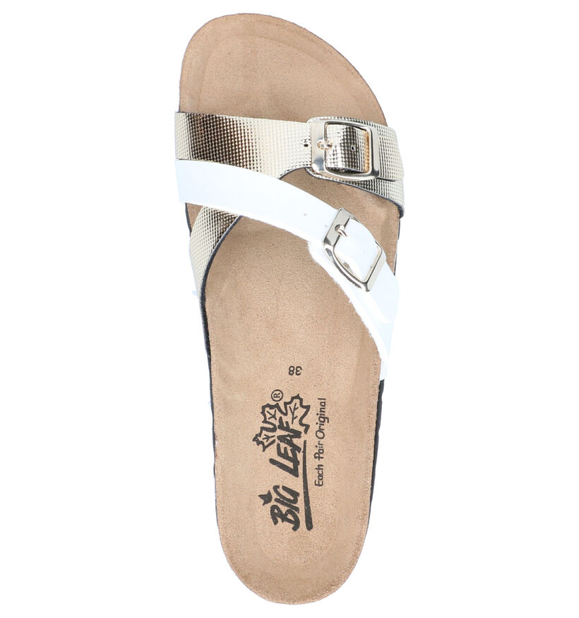 Big Leaf Nu-pieds plates en Blanc en simili cuir (266109)