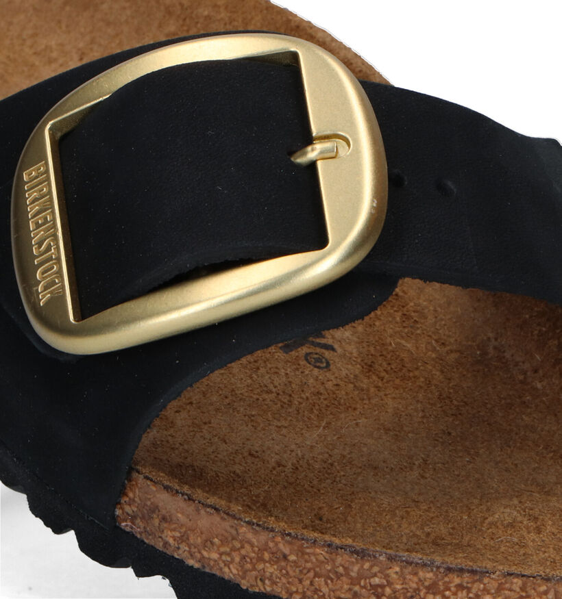 Birkenstock Madrid Big Buckle Zwarte Slippers in nubuck (322776)