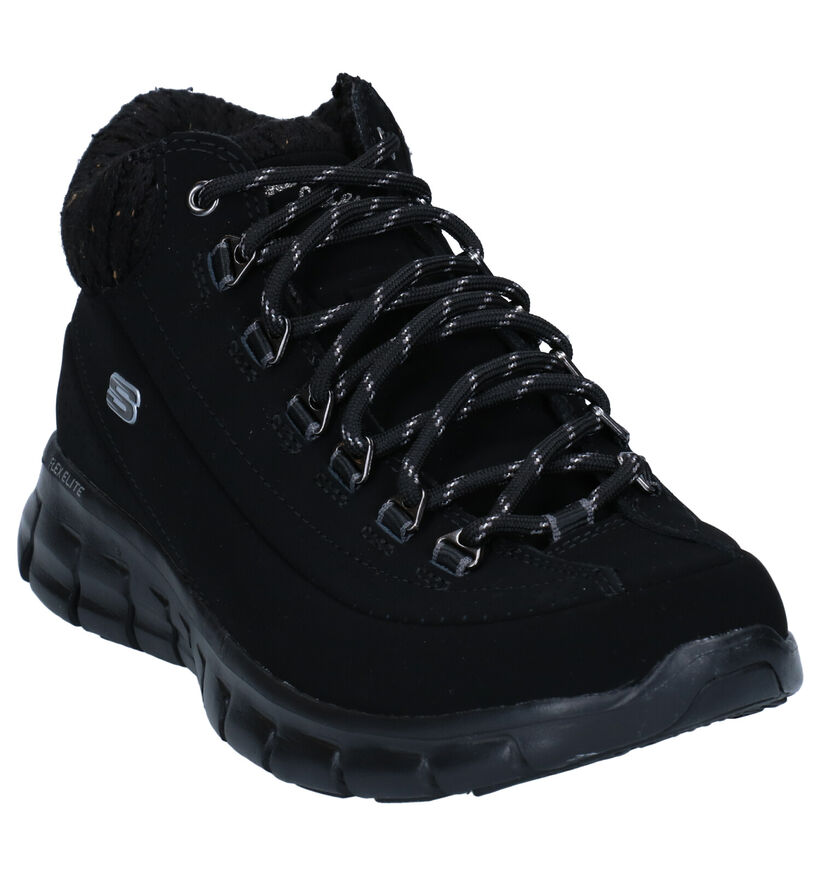 Skechers Synergy Winter Nights Zwarte Wandelschoenen in kunstleer (295604)