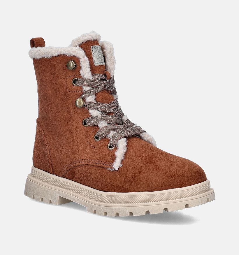 Milo & Mila Cognac Bottines voor meisjes (346926) - geschikt voor steunzolen