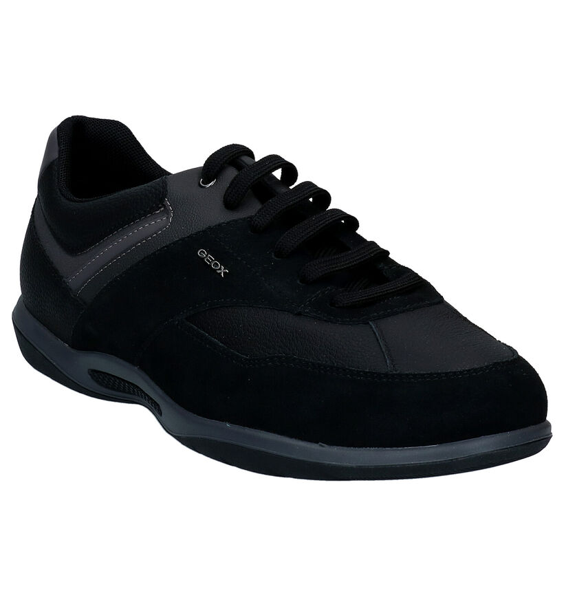 Geox Volere Zwarte Veterschoenen in leer (294768)