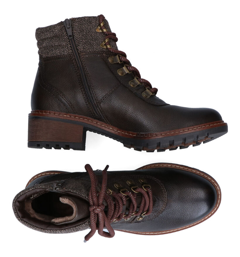 Jana Boots à lacets en Vert en cuir (298455)