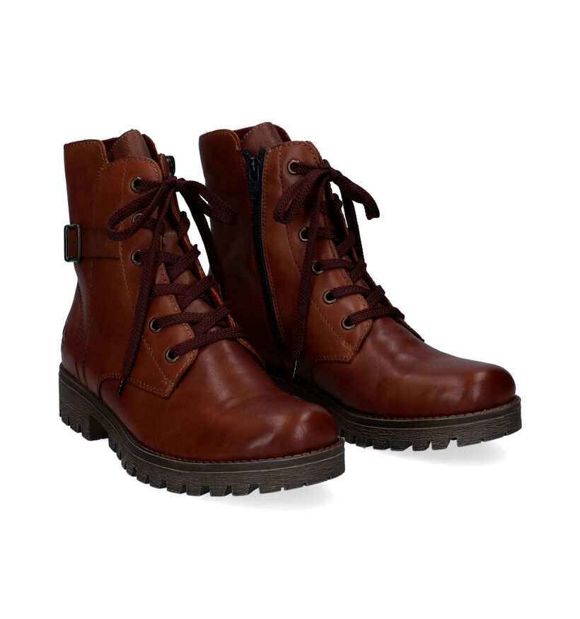 Rieker Boots à lacets en Cognac en cuir (299391)