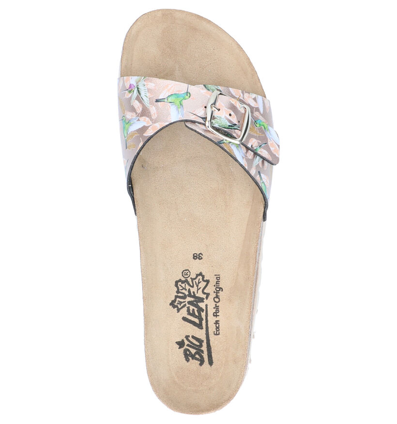 Big Leaf Nu-pieds plates en Rose en simili cuir (275764)