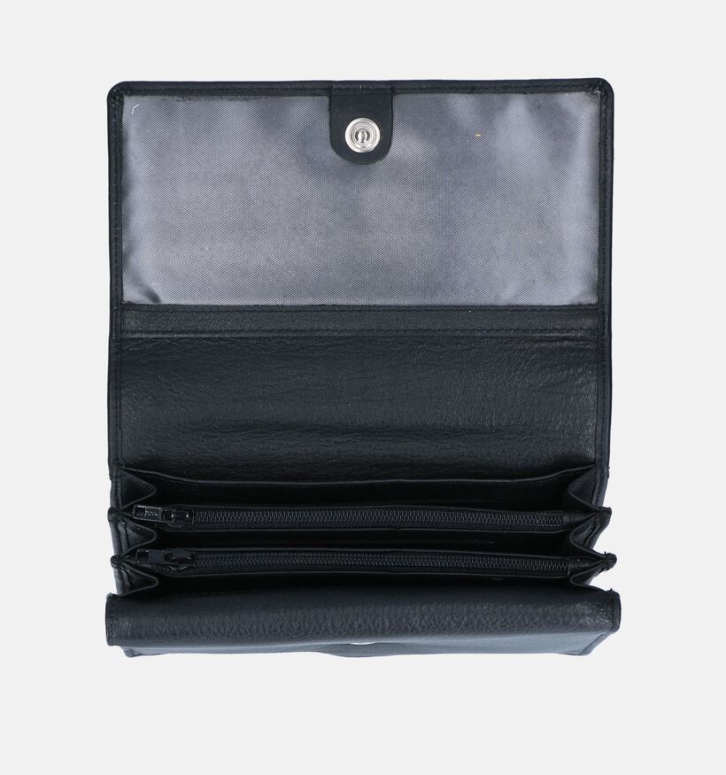 Euro-Leather Zwarte Overslag Portemonnee voor dames (343446)