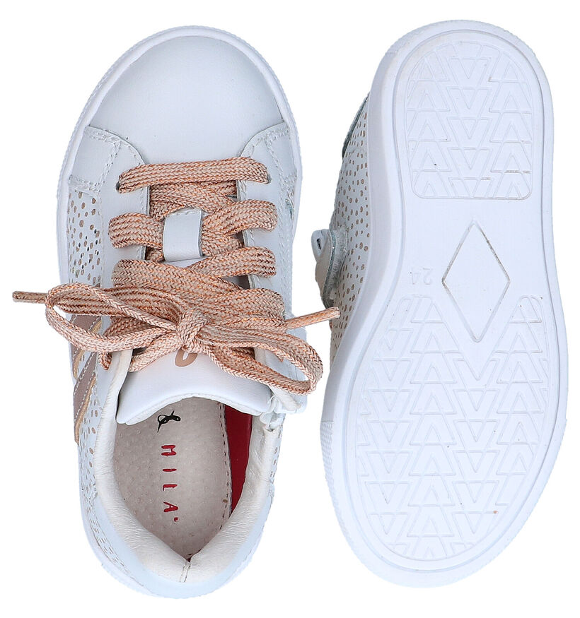 Milo & Mila Baskets basses en Blanc pour filles (308233) - pour semelles orthopédiques