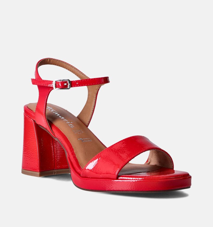 Tamaris Sandales avec talon carré en Rouge pour femmes (354335)