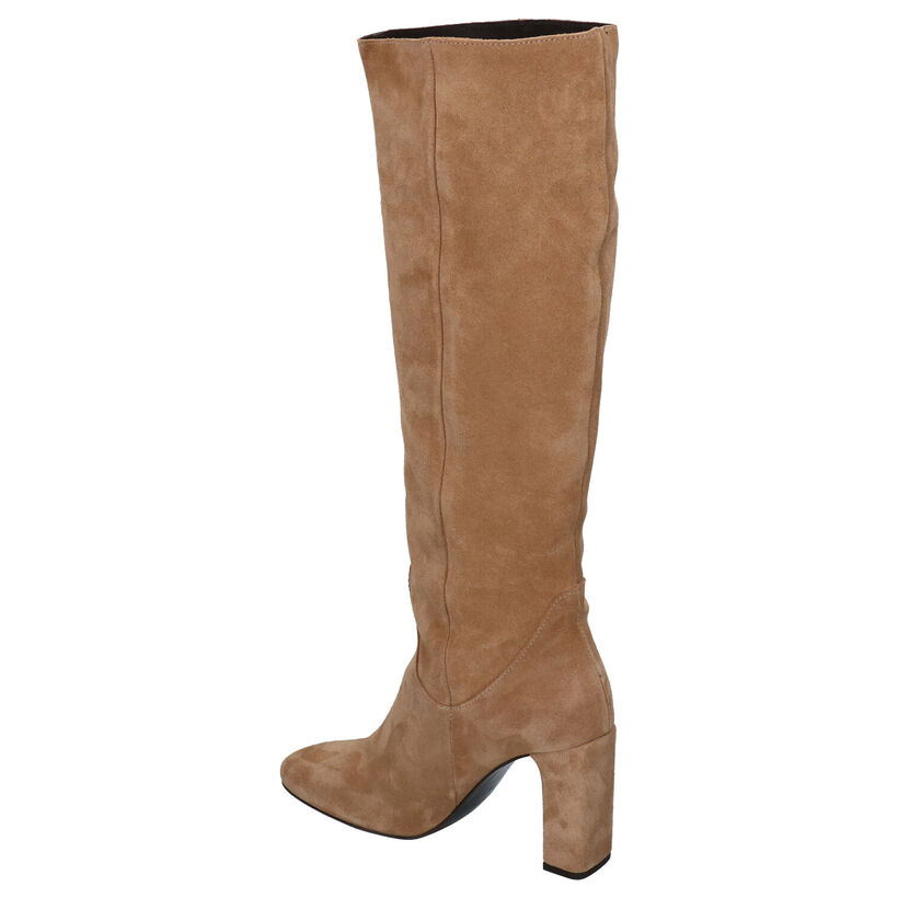 March23 Livorno Beige Lange Laarzen in daim (283275)