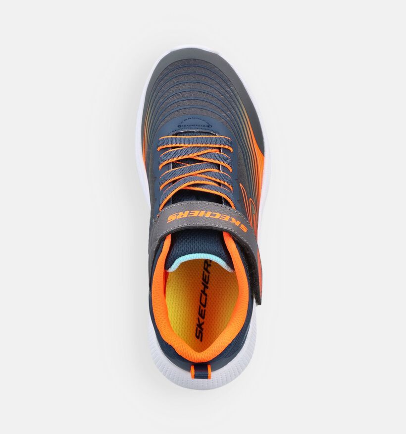 Skechers Microspec Advance Blauwe/Oranje Sneakers voor jongens, meisjes (375667) - geschikt voor steunzolen