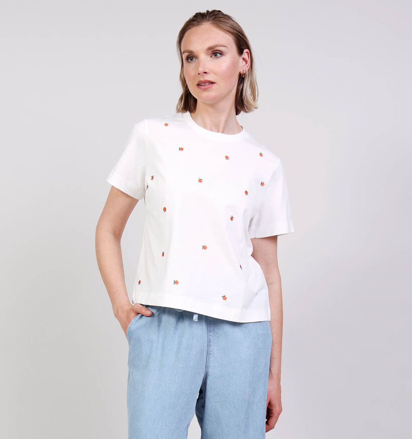 Vero Moda Sola Mette Peach Witte T-shirt voor dames (369397)