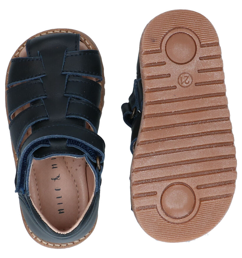 Milo & Mila Blauwe Sandalen in leer (290085)