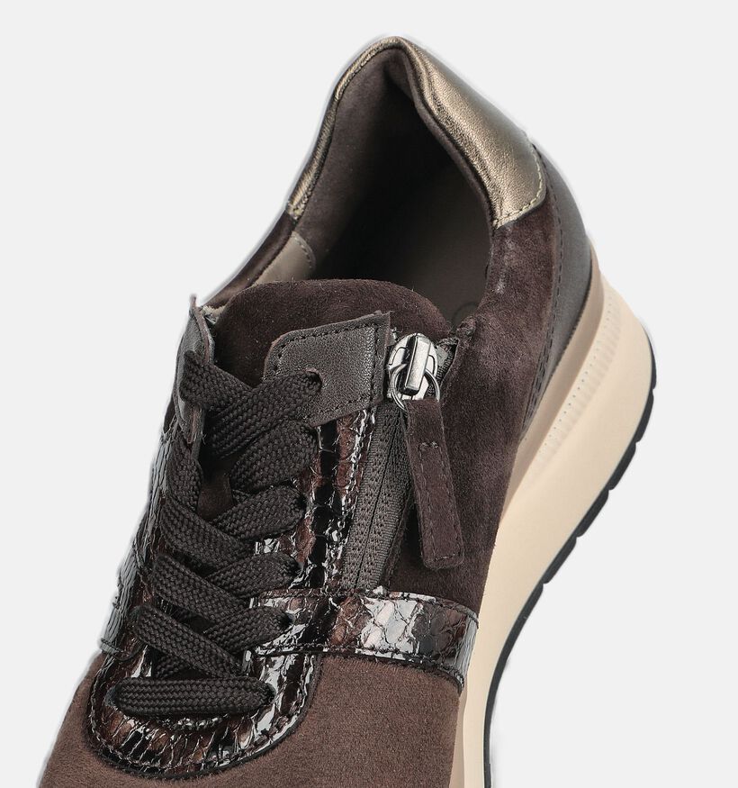 Gabor Donkerbruine Schoenen met Veter en Rits voor dames (376985) - geschikt voor steunzolen