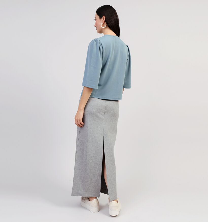Minus Elmia Blauwe Blouse met pofmouwen voor dames (352011)