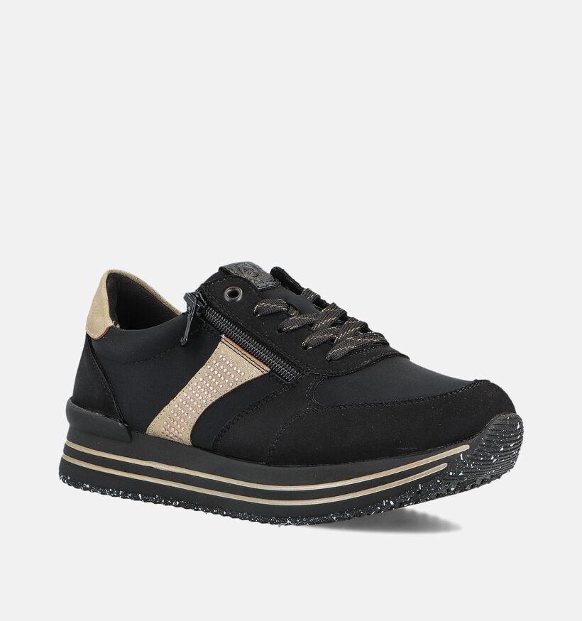Remonte Zwarte Schoenen met Veter en Rits voor dames (376597) - geschikt voor steunzolen