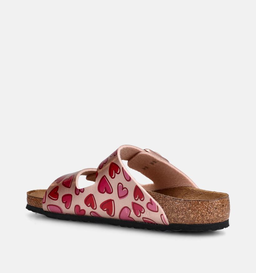 Birkenstock Arizona Copper Hearts Nu-pieds en Rose pour filles (368475)