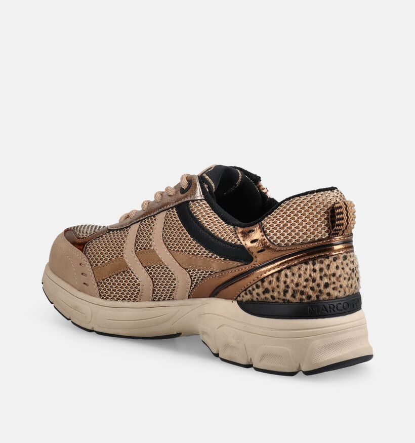 Marco Tozzi Gouden/Bruine Sneakers met Veter en Rits voor dames (376547) - geschikt voor steunzolen