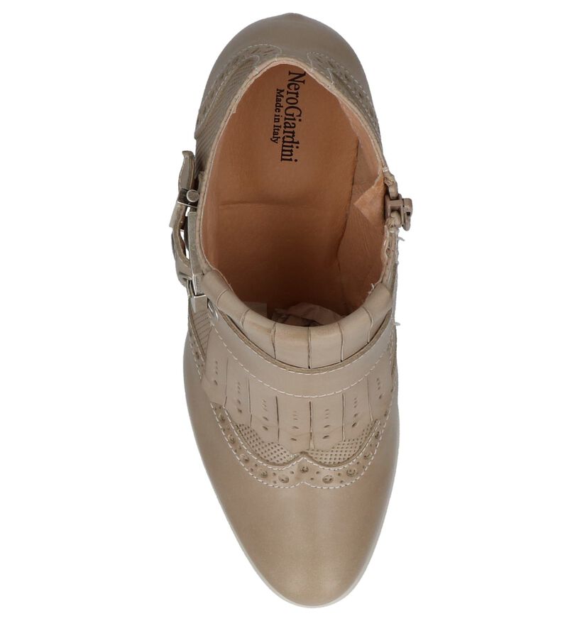 Donker Beige Enkelpumps NeroGiardini met Franjes in leer (221296)