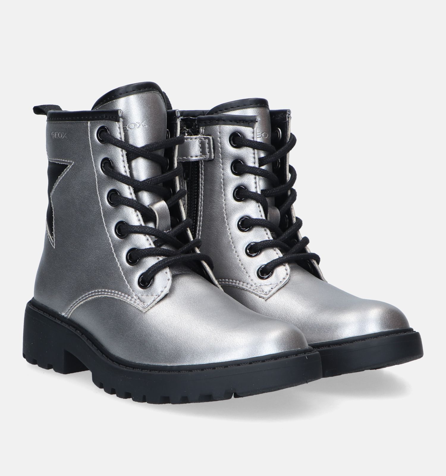 Geox Casey Zilveren Veterboots Meisjes Boots Online op TORFS.BE